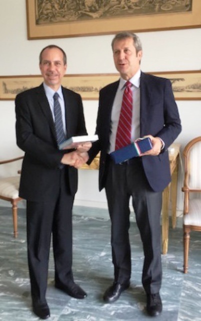 Minister Morgan and the Under Secretary of the Ministry of Foreign Affairs of the Italian Republic, Benedetto Della Vedova