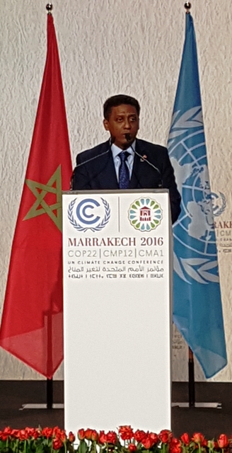 President Faure making his address at COP22