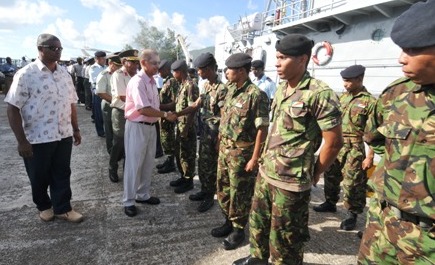 President Michel congratulates members of the armed forces on a job well done