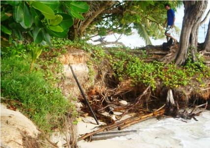 Coastal erosion on Praslin. Seychelles’ coastal zone has been affected by several disasters in recent years