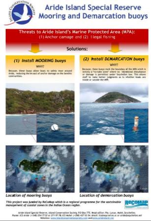 New demarcation and mooring buoys around Aride Island 