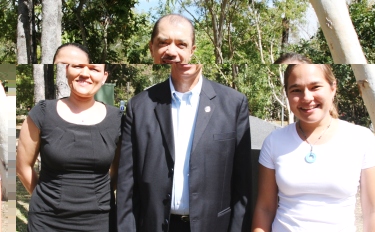 President Michelle with the two Seychellois marine science PHd students at James Cook University – Karen Chong Seng (right) and Michelle Esparon 