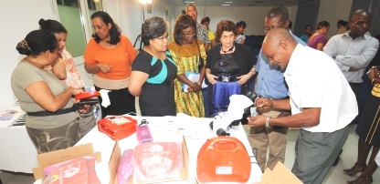 Guests viewing the donations of equipment