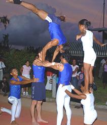 A demonstration by local gymnasts