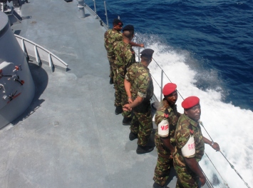 Seychellois personnel preparing to bid farewell the Japanese naval fleet