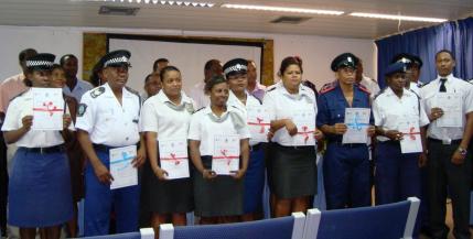 Law enforcement officers with their certificates after completing a course on how to detect illegal trade in ODS