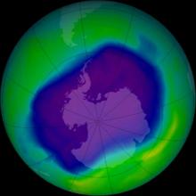 The ozone hole above the Antarctica