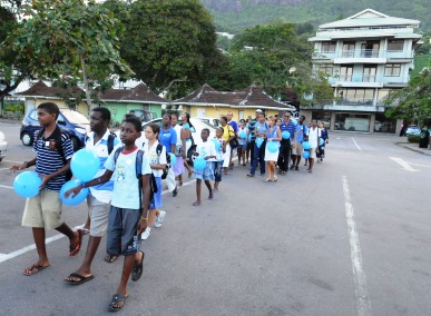 The march entering the stadium car park