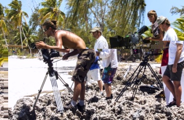  Some of the filming sessions on Aldabra.