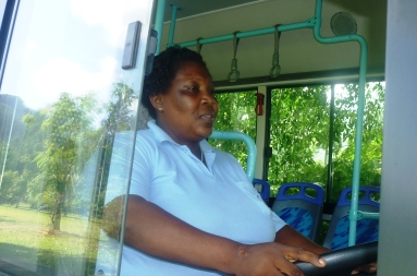 Bus driver Melita Laira. Barriers against women have been broken in most fields in Seychelles