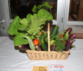 Locally grown food on display in a past agricultural show.