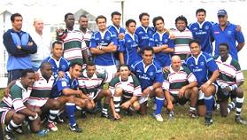 The Seychelles senior team photographed along with Samoa players