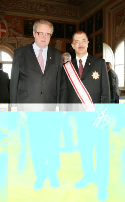 President Michel decorated with the Grand Cross of the Knightly Order, Special Class, pro Merito Melitensi, after it was conferred on him by His Highness Frà Matthew Festing