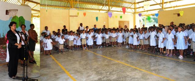 Minister addresses Port Glaud Primary Students on first day of Term 2 