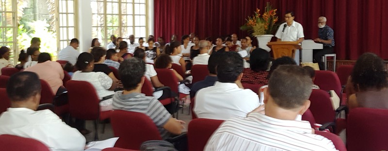 The local Baha’i community during a ceremony on Sunday to commemorate the martyrdom of the Bab