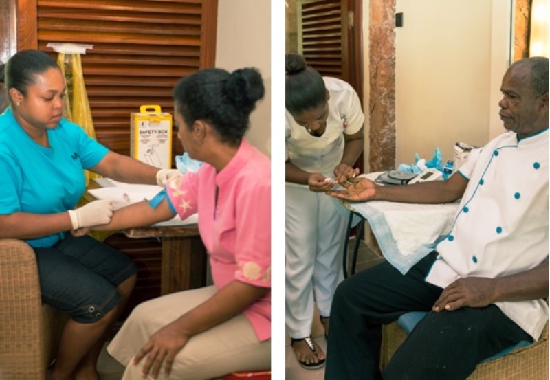 Some staff members during their medical examinations