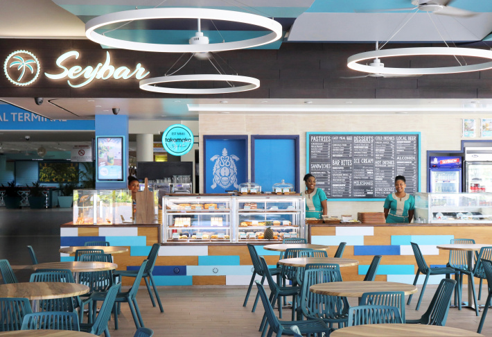 New domestic terminal now home to attractive Seybar Café with unique local theme and wide range of culinary offerings