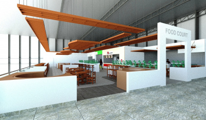 Food court, more shops on first floor of Bois de Rose shopping complex