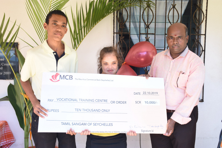 Disabled trainees at the Vocational Training Centre celebrate Deepavali
