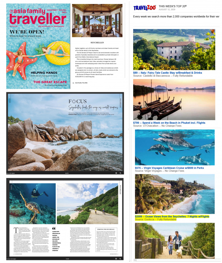 Seychelles showcased in September issue of Asia Family Traveller magazine