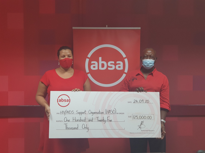 Absa Seychelles donates R125,000 to help eliminate stigma around HIV/Aids