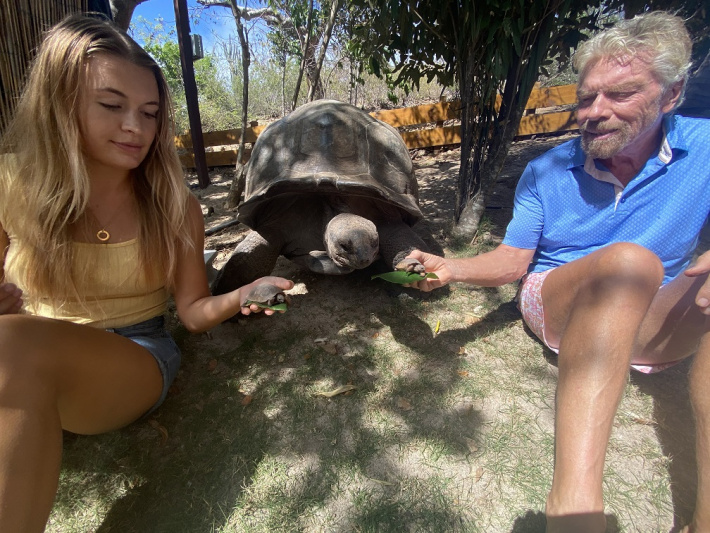 Are the giant tortoises born on Necker Island the first from Aldabra?   