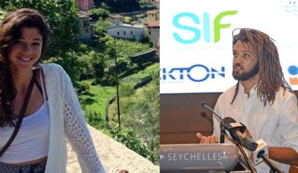Two young Seychellois at climate change event in Milan