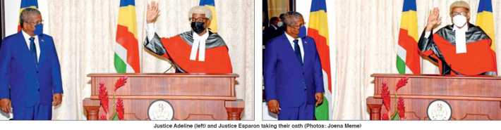 Brassel Adeline and David Esparon sworn in as Supreme Court judges