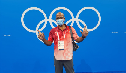 Games of the XXXII Olympiad in Tokyo, Japan     Swimming official Paul Fanchette feels honoured to represent Seychelles