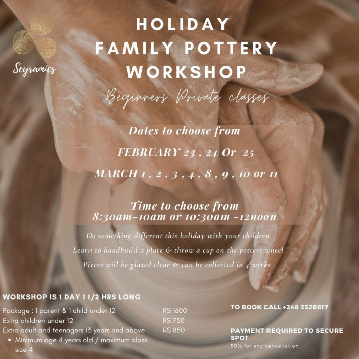 Family pottery workshops to give children an introduction to throwing on the traditional potter’s wheel