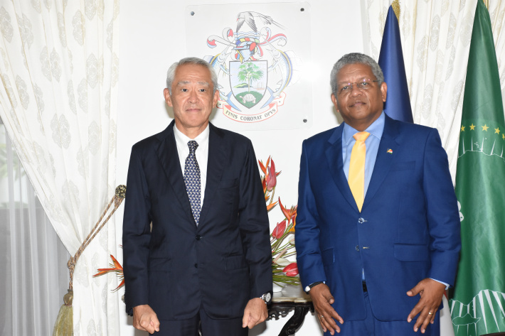 Japanese chargé d’affaires pays farewell call on President Ramkalawan   