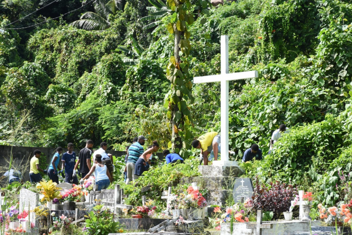 Students help clear Cascade cemetery from invasive creepers
