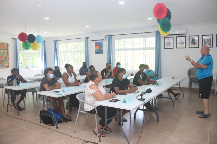 Participants learn technical coaching in beach Volleyball   