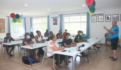 Participants learn technical coaching in beach Volleyball   