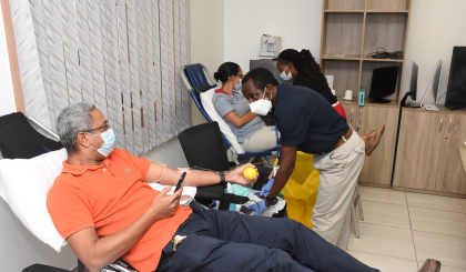 Employees of Seaward Company donateblood, help replenish stock