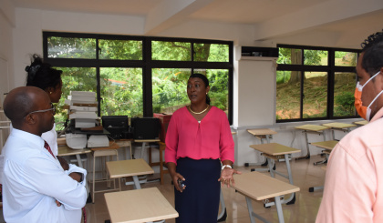 Minister of Education, Dr Justin Valentin, inspects renovation work on Bel Eau primary school
