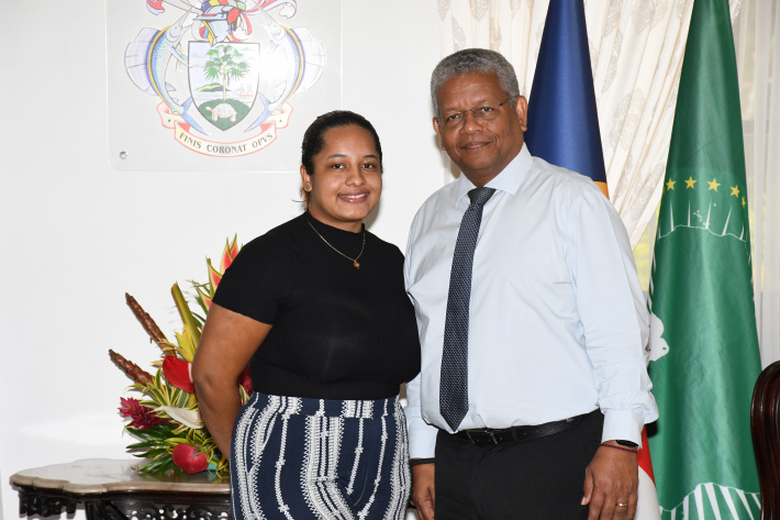 Praslinois graduate Ellis Chang Pen Tive pays courtesy call on President Ramkalawan