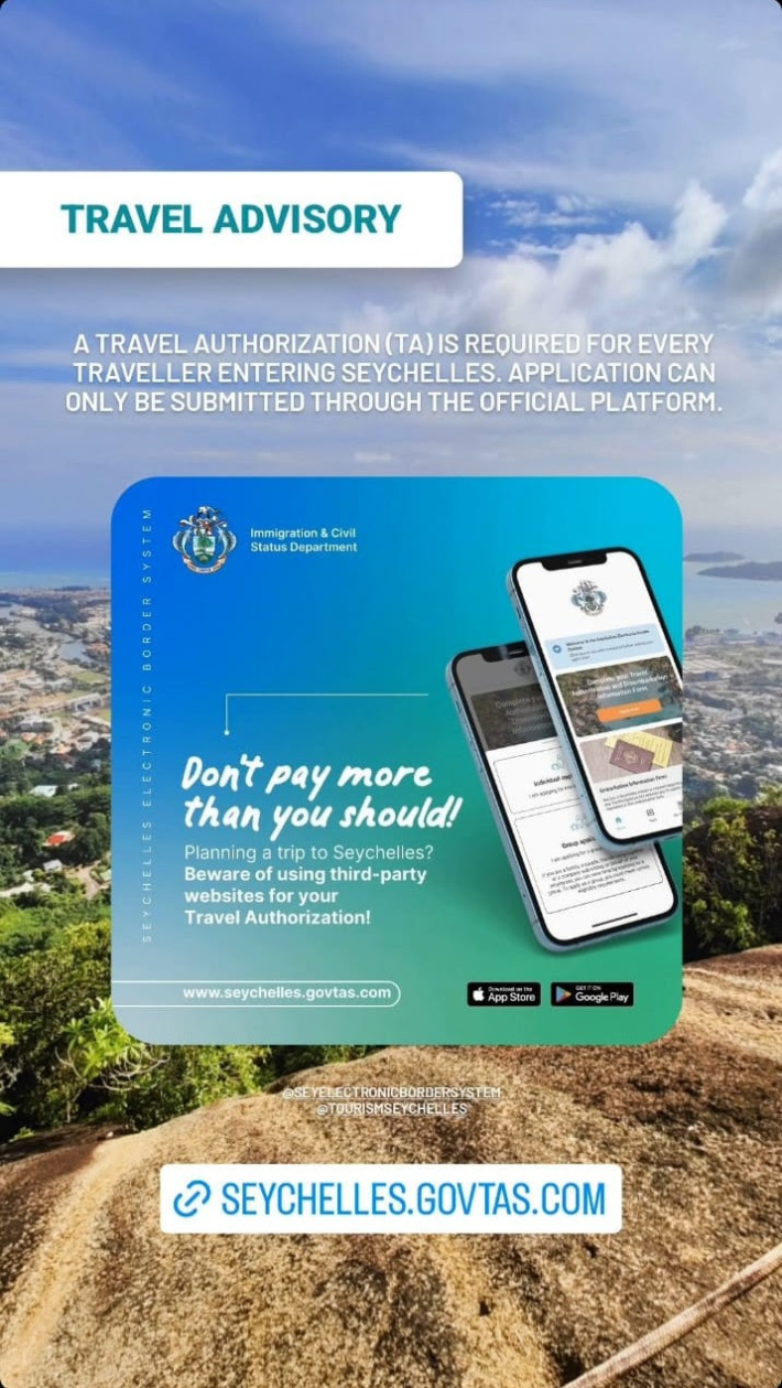    Seychelles Electronic Border System remains official government website for travel authorisations