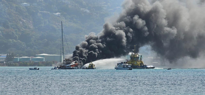 Yacht catches fire near Eden Island, sinks after crew safely evacuates