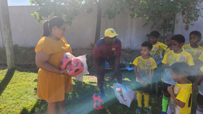 Football academy for young boys receives generous ball donation from parent