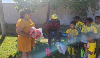 Football academy for young boys receives generous ball donation from parent