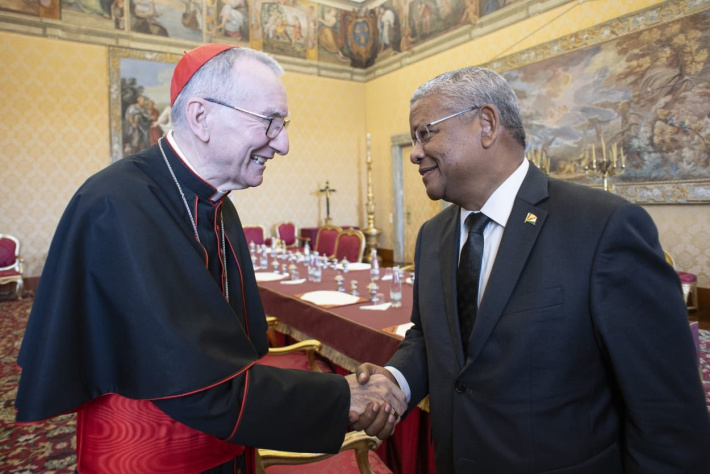 President Ramkalawan pays courtesy call on Secretary of State of the Holy See, His Eminence Cardinal Pietro Parolin