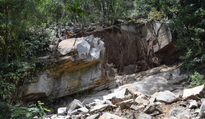 Rockfall incident in Beolière, Port Glaud