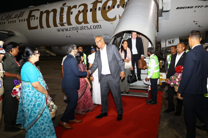 President Herminie arrives  in India on official state visit
