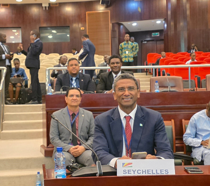 Minister Barry Faure addresses the 11th OACPS summit