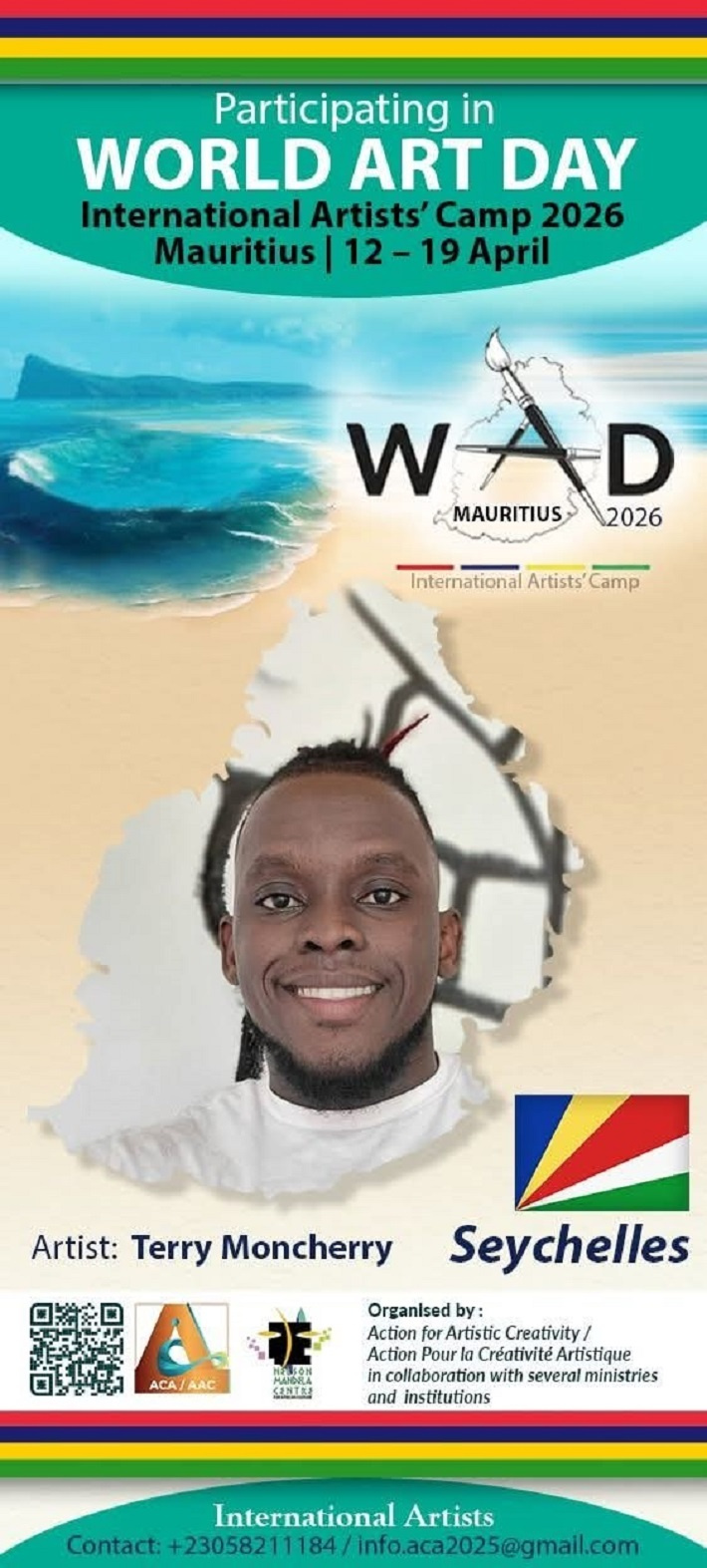 Terry Moncherry porte haut les couleurs des Seychelles au World Art Day International Artists Camp à Maurice