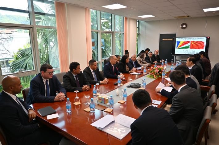 Chinese transport minister visits Port Victoria and airport